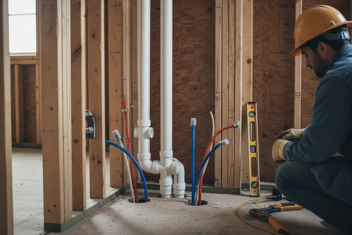 Drain and supply rough-in during Drain Cleaning in Nicolaus