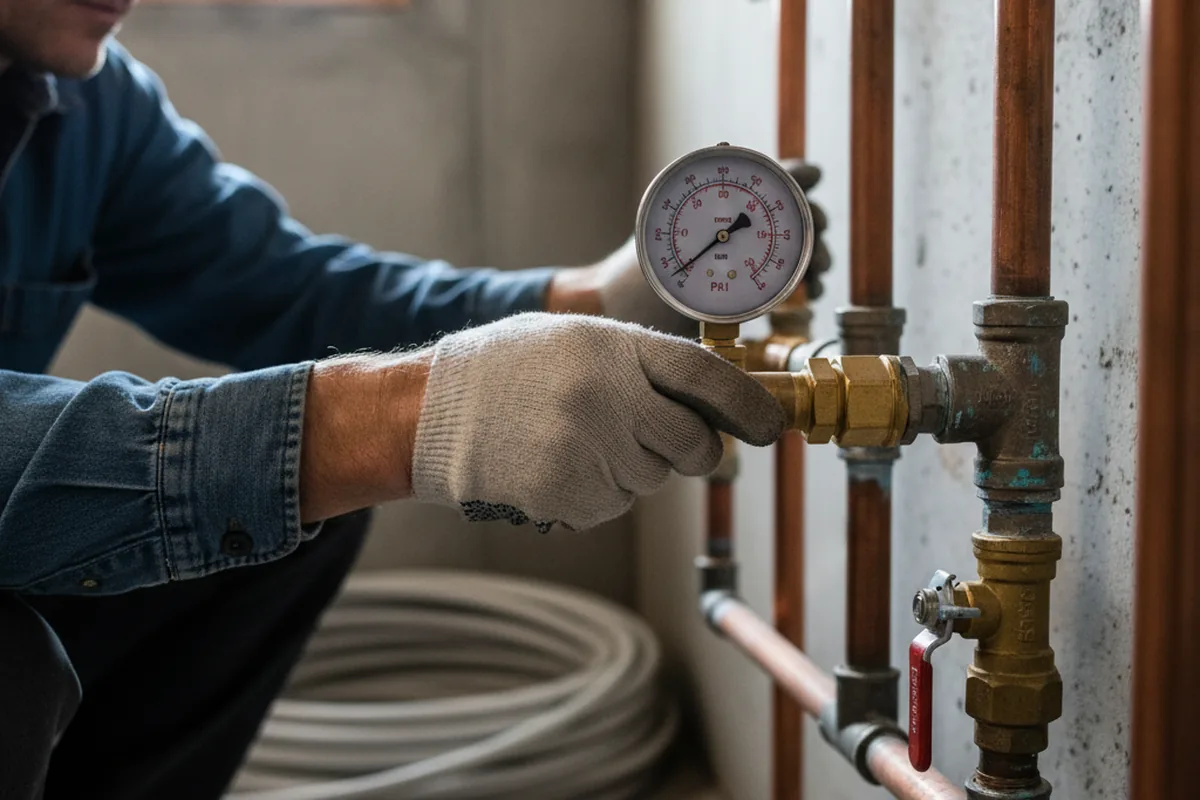 Pressure testing a repaired line during Water Line Repair in Nicolaus